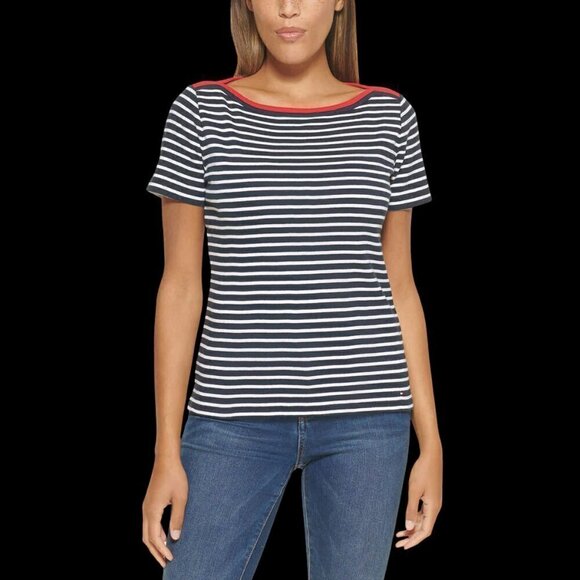 Tommy Hilfiger Ladies Short Sleeve Boatneck Tee (Size Large) NWOT - Picture 1 of 8